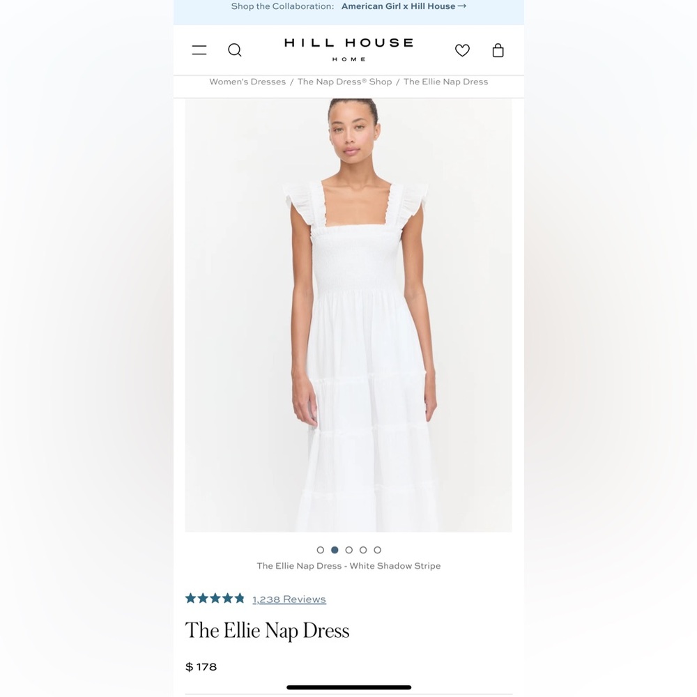Hill House The Ellie Nap Dress in White Swiss Dot Size Small